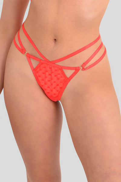 Red, Heart Cut-out, Thong with Straps